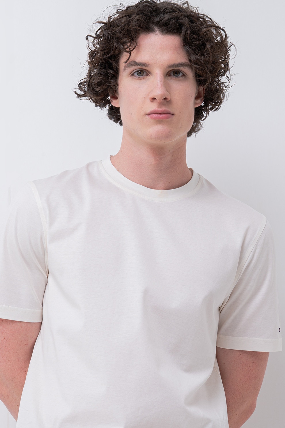 Tommy Hilfiger, Tricou regular fit cu decolteu la baza gatului, Crem, XL