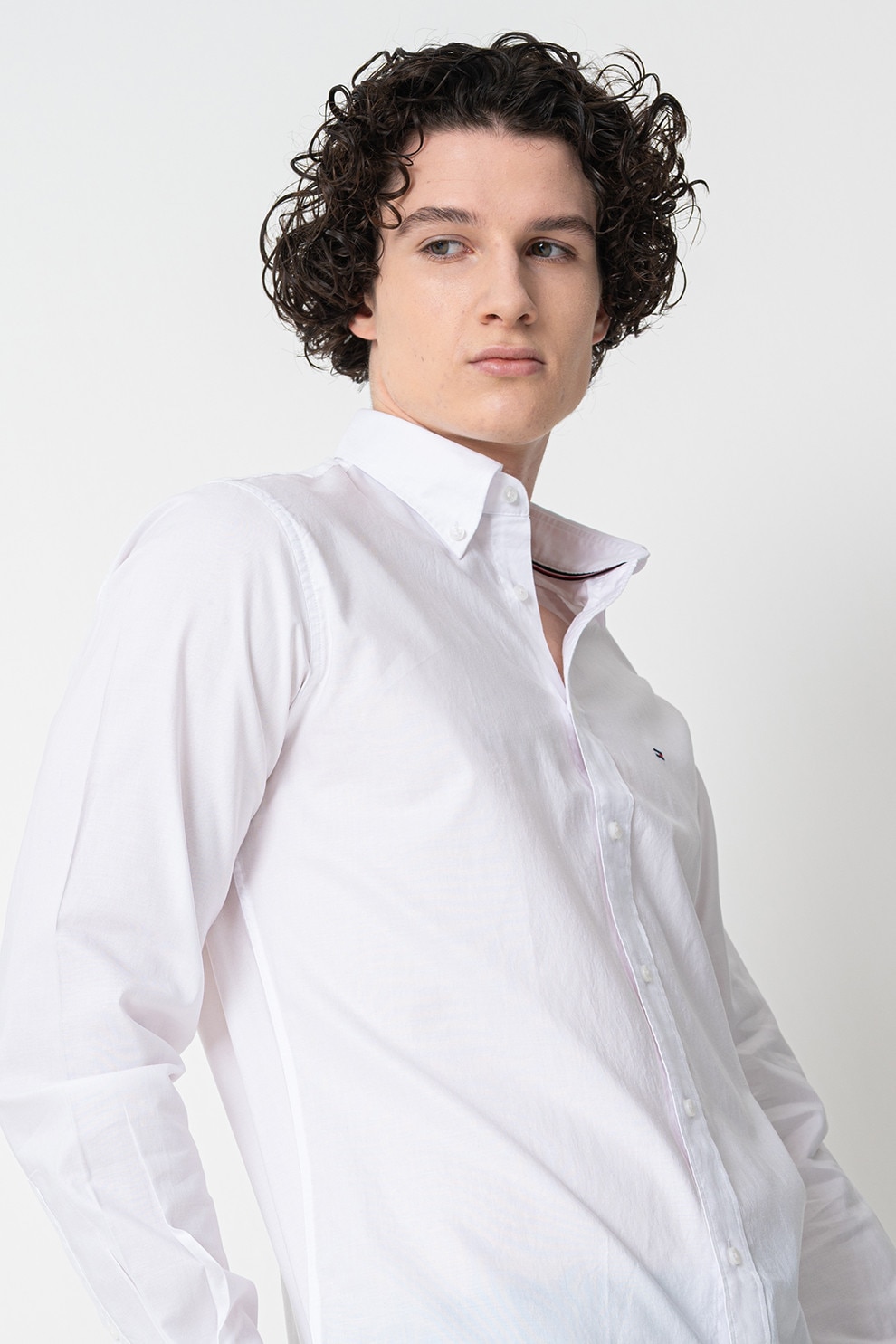 Tommy Hilfiger, Camasa din bumbac cu guler Oxford, Alb, 41