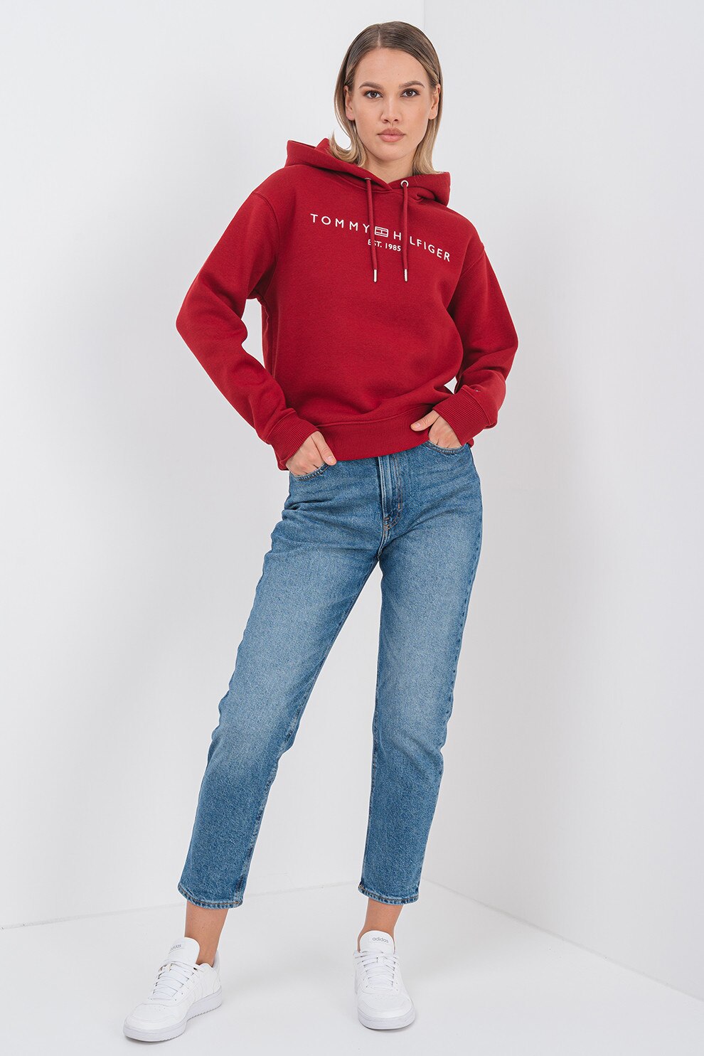 Tommy Hilfiger, Hanorac lejer cu snur de ajustare si broderie logo