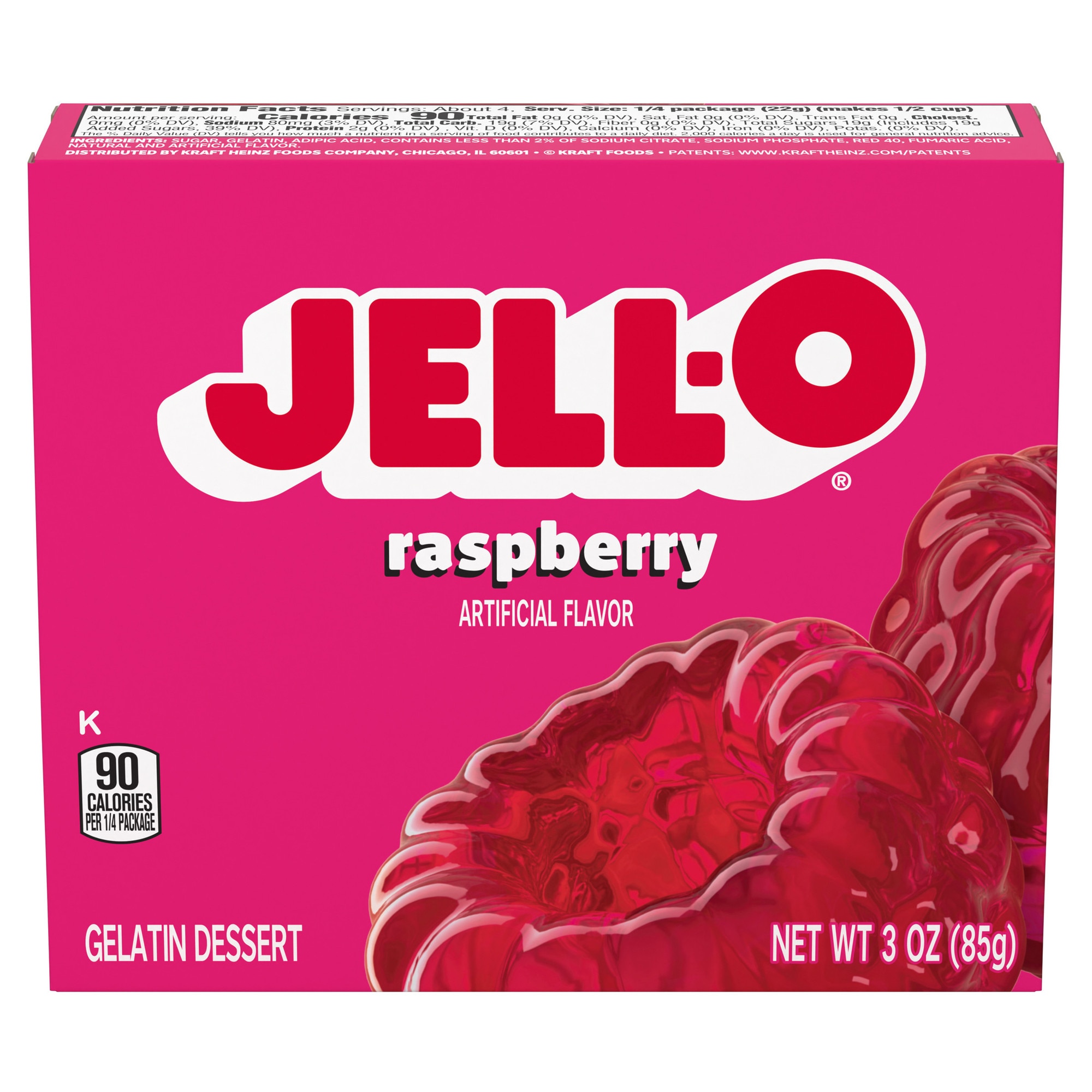 Desert gelatina, Jell-o, cu aroma de zmeura, 85 g - eMAG.ro