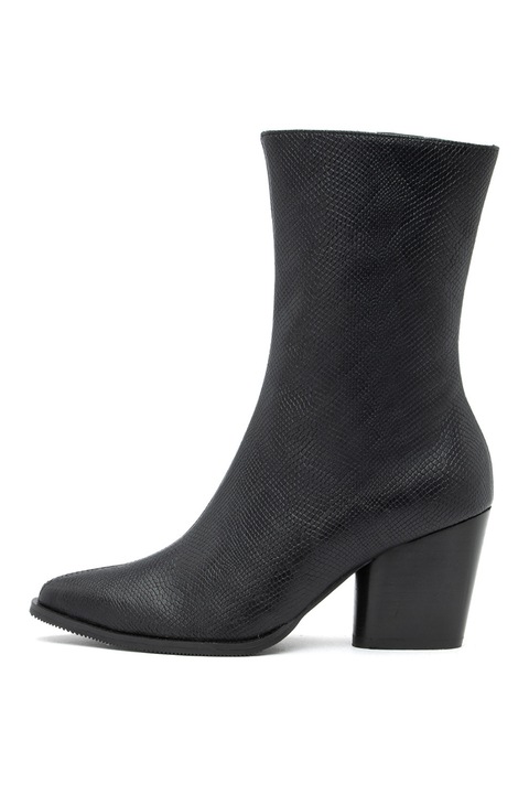 RYŁKO, Cizme medii din piele ecologica texturata, Negru