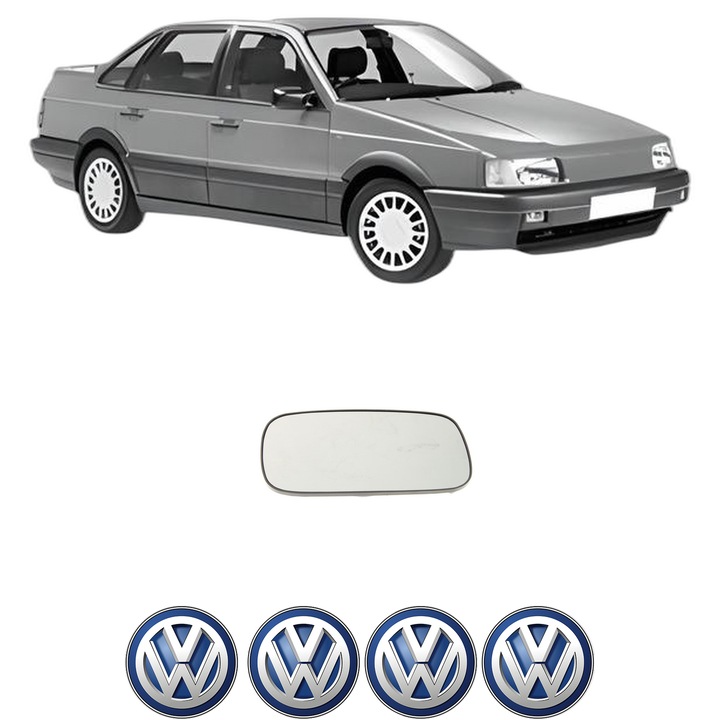 Sticla oglinda exterioara Dreapta VW PASSAT B3/B4 (3A2, 35I) din 1988 - 1996, auto, cu incalzire, Cri-Flo, 4 stickere auto VW