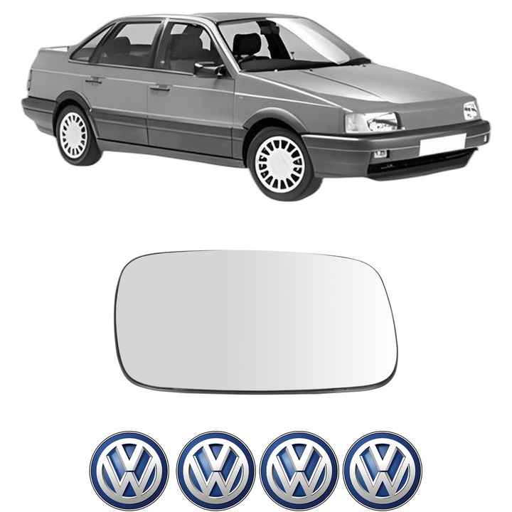 Sticla oglinda exterioara Dreapta VW PASSAT B3/B4 (3A2, 35I) din 1988 - 1996, auto, fara incalzire, Cri-Flo, 4 stickere auto VW