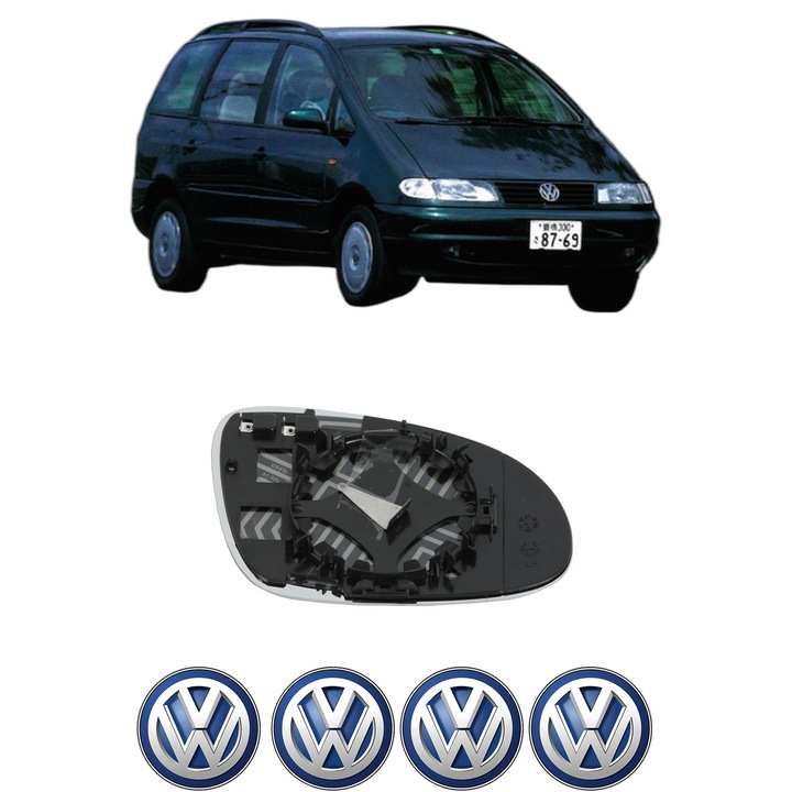 Sticla oglinda exterioara Stanga VW SHARAN VAN (7M_) din 1996 - 2010, auto, cu incalzire, Cri-Flo, 4 stickere auto VW