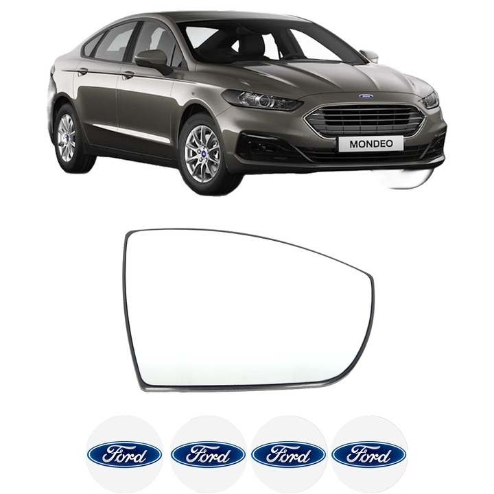 Sticla oglinda exterioara Dreapta FORD MONDEO V Saloon (CD) din 2012 - 2019, auto, cu incalzire, Cri-Flo, 4 stickere auto FORD