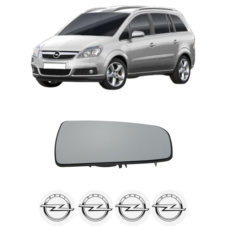 Sticla oglinda exterioara Dreapta OPEL ZAFIRA / ZAFIRA FAMILY B (A05) din 2005 - 2015, auto, cu incalzire, Cri-Flo, 4 stickere auto OPEL
