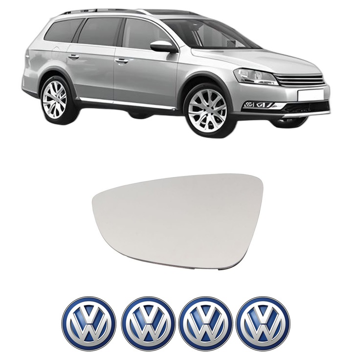 Sticla oglinda exterioara Stanga VW PASSAT ALLTRACK B7 (365) din 2012 - 2014, auto, cu incalzire, Cri-Flo, 4 stickere auto VW