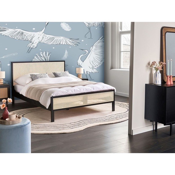 Pat cu lamele Lemn de pin Salernas 140 x 200 cm Negru