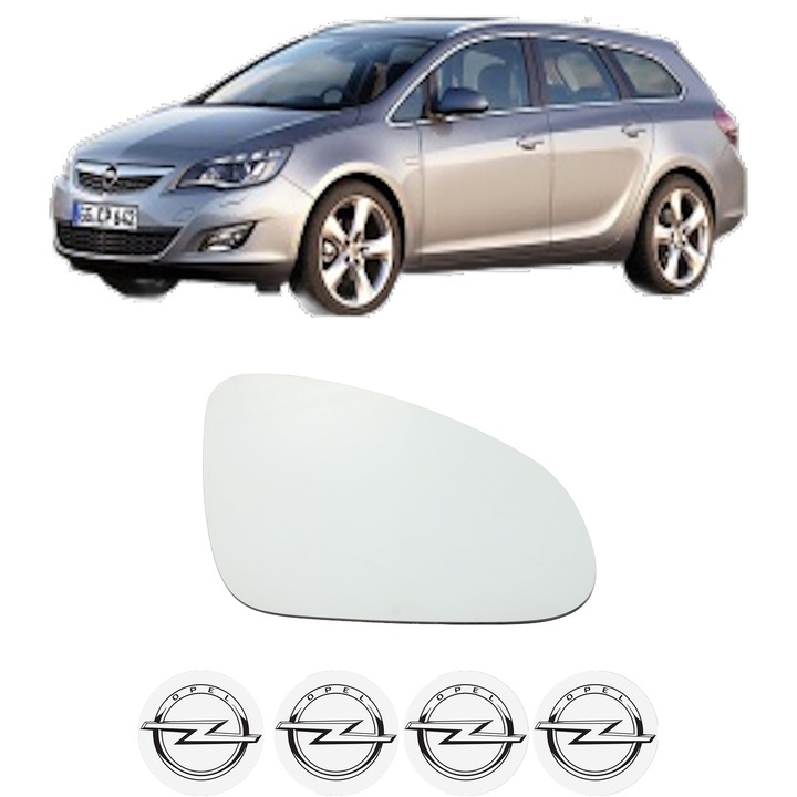 Sticla oglinda exterioara Dreapta OPEL ASTRA J Sports Tourer (P10) din 2010 - 2015, auto, cu incalzire, Cri-Flo, 4 stickere auto OPEL