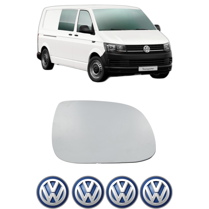 Sticla oglinda exterioara Dreapta VW TRANSPORTER T6 / CARAVELLE T6 Bus (SGB, SGJ, SHB, SHJ) din 2015 - 2024, auto, fara incalzire, Cri-Flo, 4 stickere auto VW