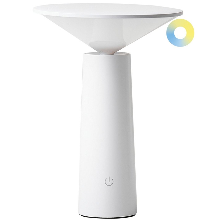 Fehér fém vezeték nélküli asztali lámpa Levira