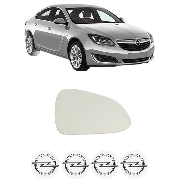 Sticla oglinda exterioara Dreapta OPEL INSIGNIA A (G09) din 2008 - 2017, auto, cu incalzire, Cri-Flo, 4 stickere auto OPEL