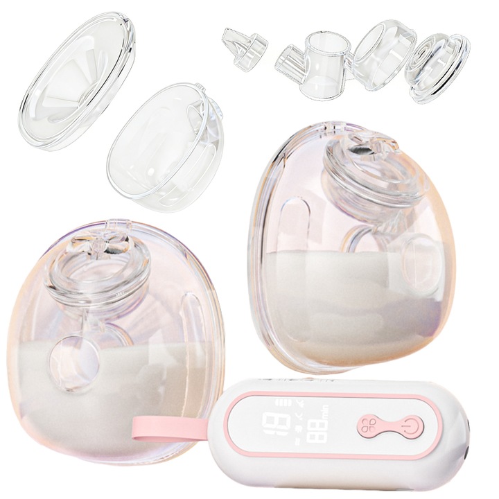 Pompa de San Electrica, de pompa mame muls, Hands-Free, Portabila si Silentioasa,2-Phase Technology,9 Niveluri Aspiratie, Silentios 40dB, Incarcare USB, Usor de Spalat, Pentru Mame Alaptatoare, Roz