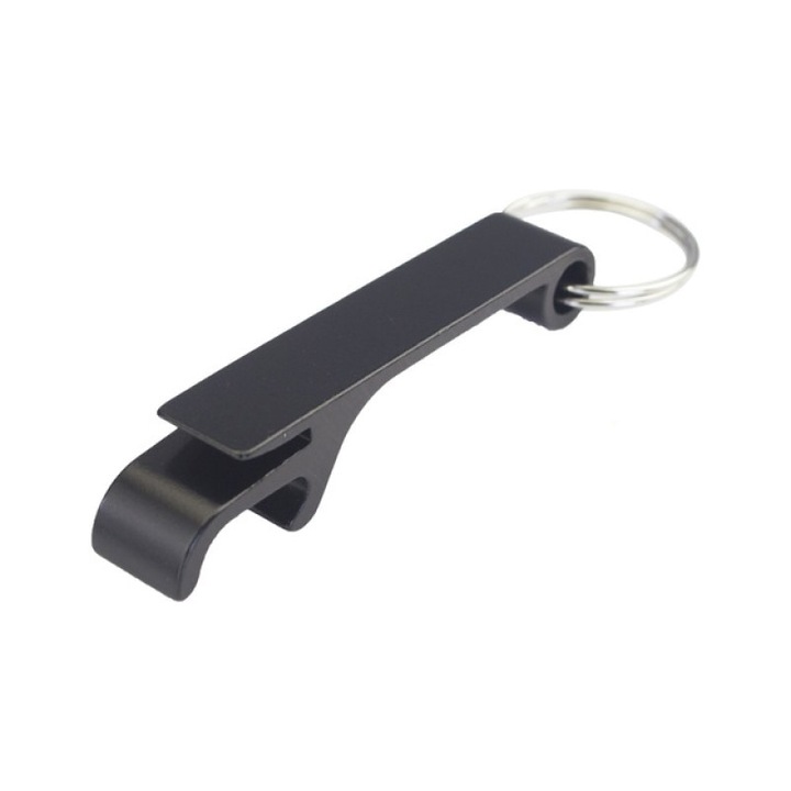 Kulcstartó sörnyitó, alumínium, fekete