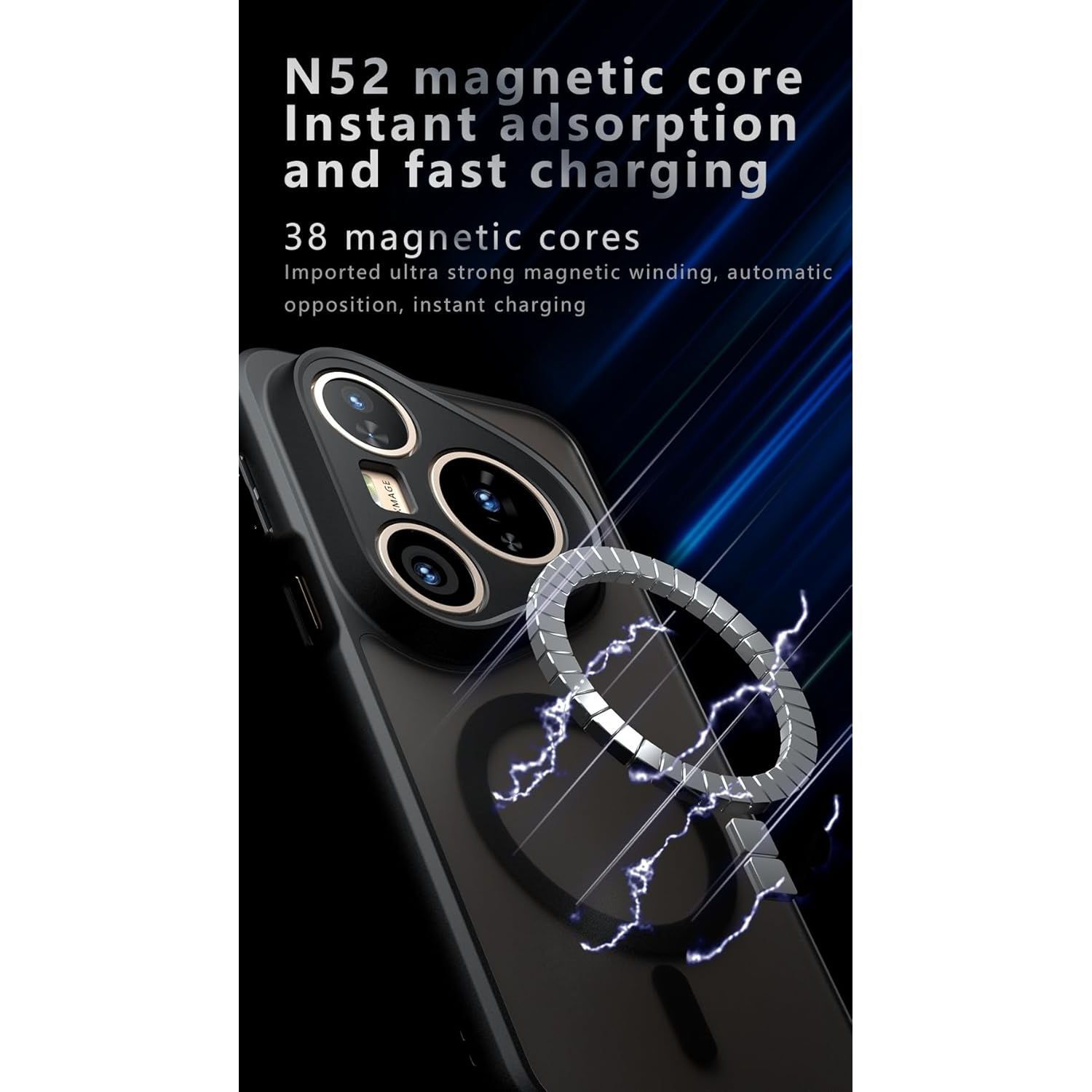 Husa Magnetica pentru Huawei Pura 80 Ultra, Compatibila cu MagSafe, Carcasa Telefon cu Spate Mat Translucid si Protectie la Impact, Negru