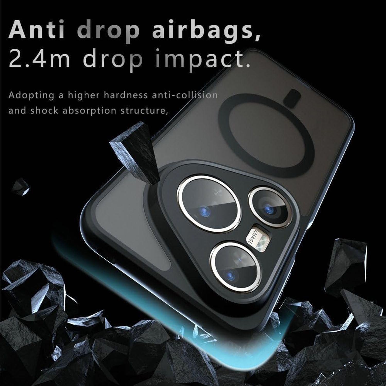 Husa Magnetica pentru Huawei Pura 80 Ultra, Compatibila cu MagSafe, Carcasa Telefon cu Spate Mat Translucid si Protectie la Impact, Negru