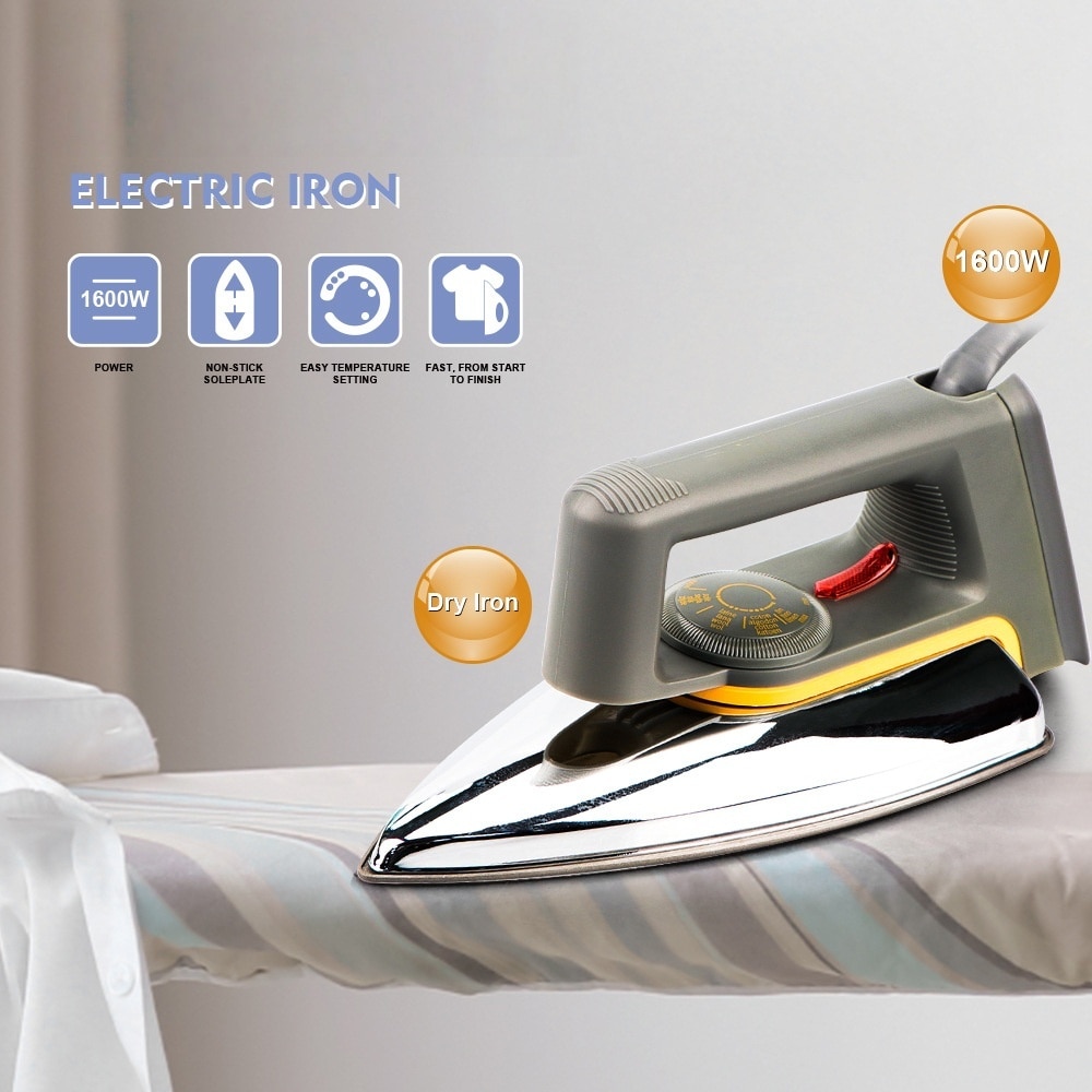 Fier de calcat electric, 1600W, 220V, 3 setari de temperatura, talpa din otel inoxidabil, 24x7x11cm, gri