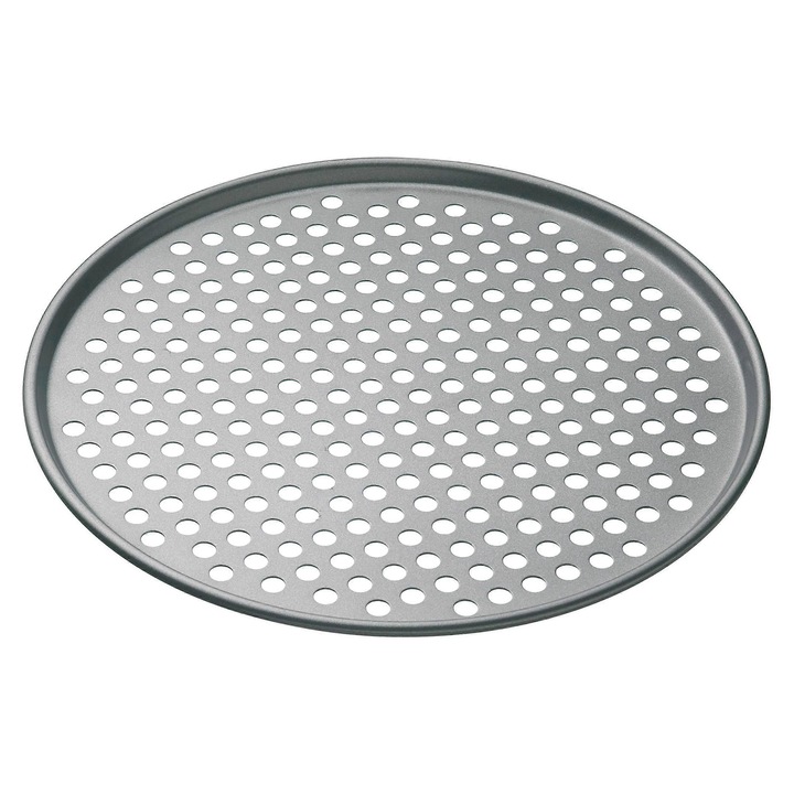 Tava de copt pentru pizza perforata 32 cm, carbon 1 mm, non-stick