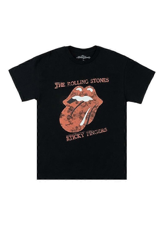 Férfi póló, fekete, pamut, Sticky Fingers 50