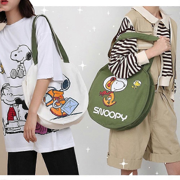 Snoopy vászon bevásárlótáska, újrahasználható, 37x34x10cm