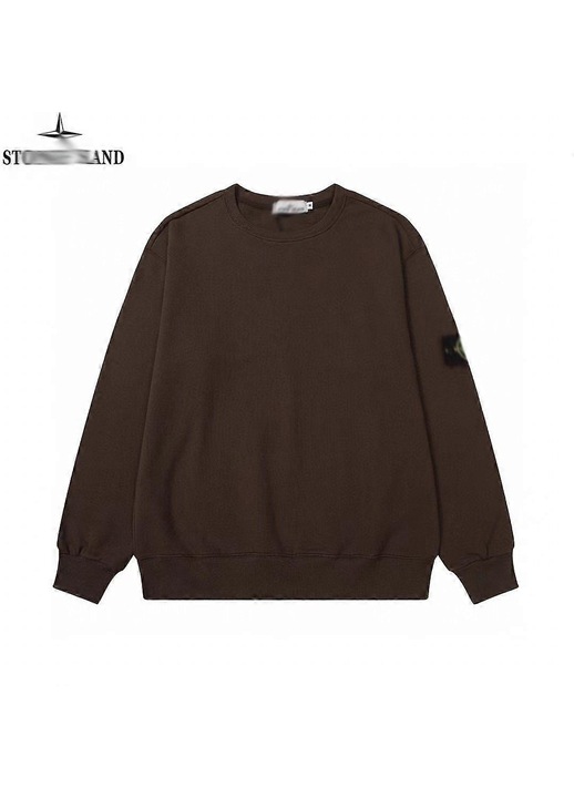 Férfi pulóver, egyszínű, pamut, barna, sportos stílusú, hosszú ujjú