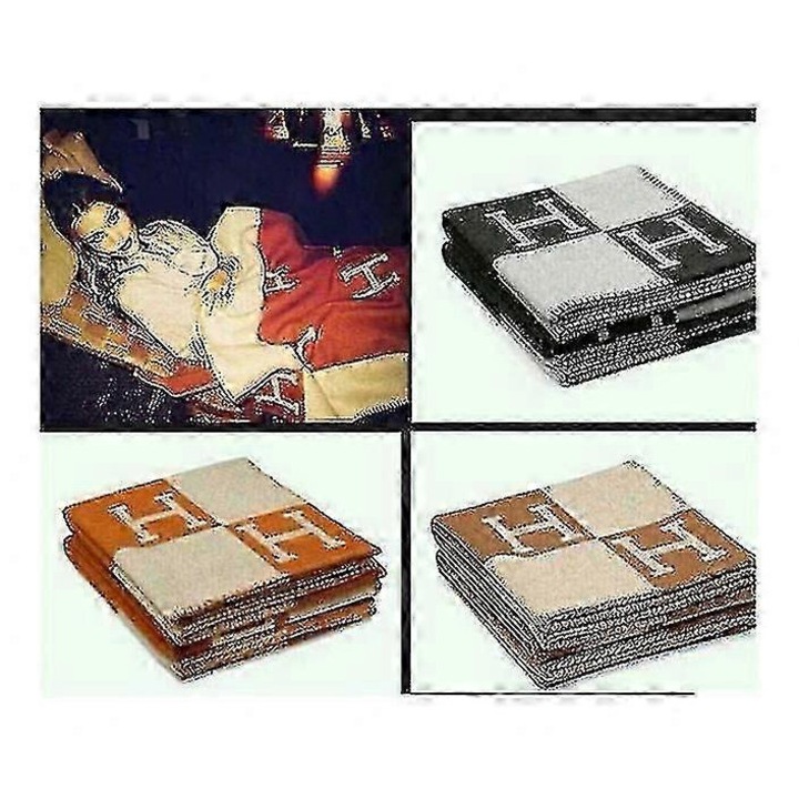 Patura din lana si casmir, 140x170cm, portocalie, set 1 bucata