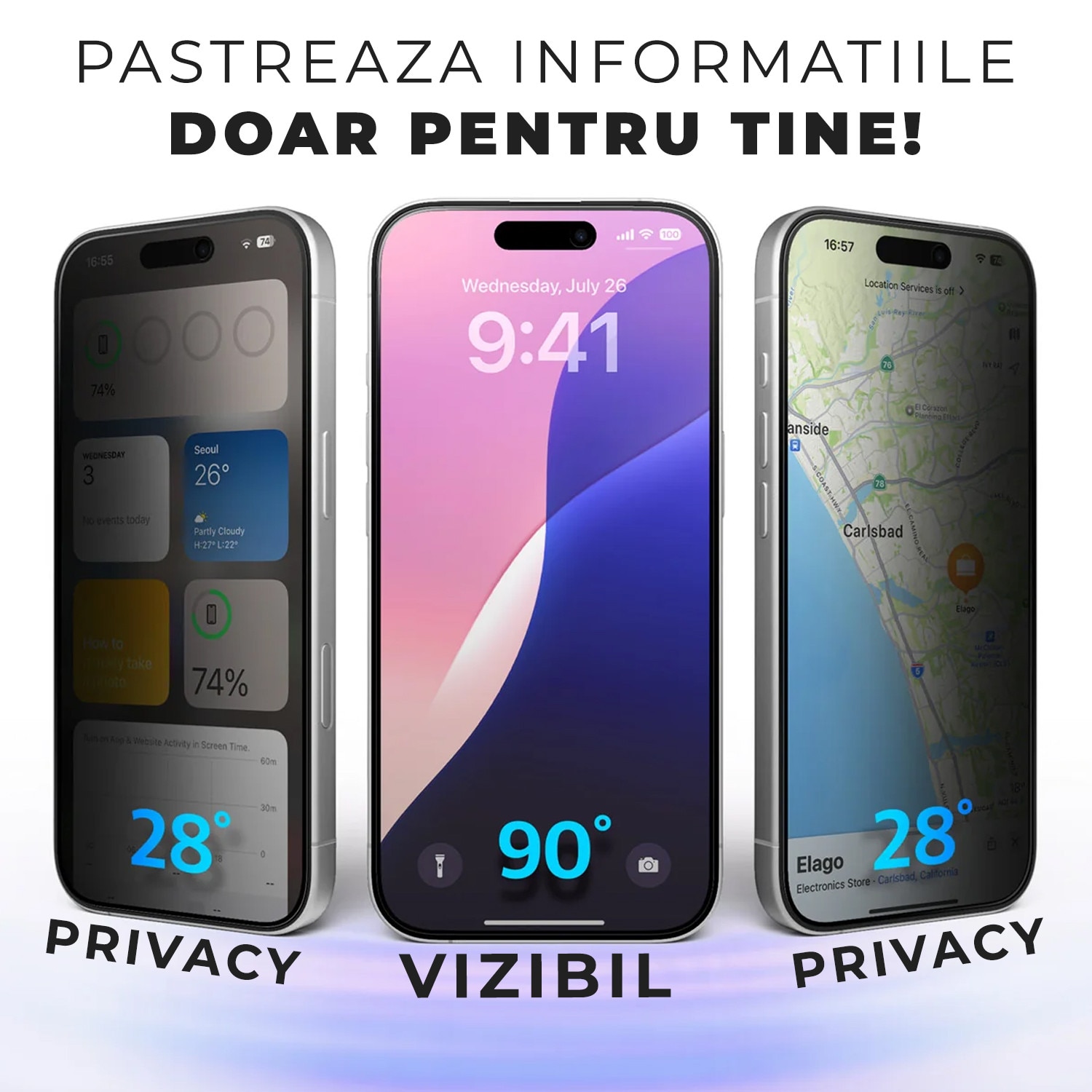 Folie Sticla Privacy pentru iPhone 17 Pro Max cu aplicator Daden MagicBox, Full Cover, Protectie Profesionala, Ultra Rezistenta, Calitate Premium, Margini negre