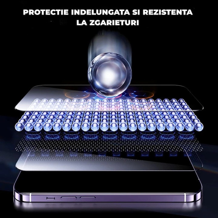 Folie Sticla Privacy pentru iPhone 17 Pro Max cu aplicator Daden MagicBox, Full Cover, Protectie Profesionala, Ultra Rezistenta, Calitate Premium, Margini negre