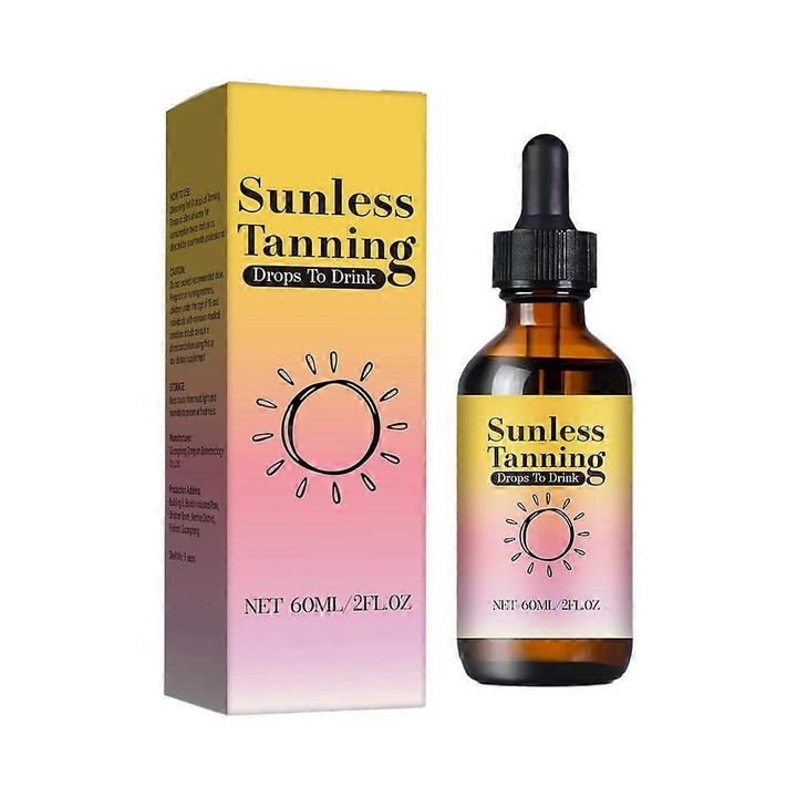 Ядливи капки за самобронзиране 60мл, бърз естествен ефект, без слънце, натурални съставки