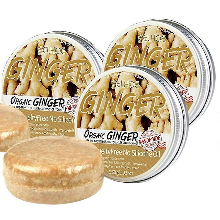 Sapun pentru cresterea parului cu ghimbir, 60g, set de 2 bucati, formula de reparare a parului, controlul uleiului, 70g