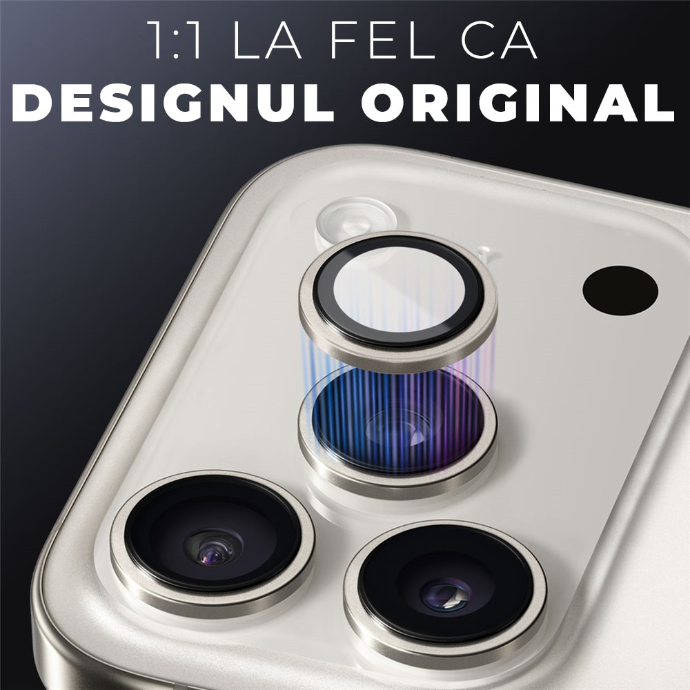 Folie Camera din sticla pentru iPhone 17 Pro Max, Full Cover, Protectie Profesionala, Daden, Ultra Rezistenta, Calitate Premium, Gri/Gray titanium