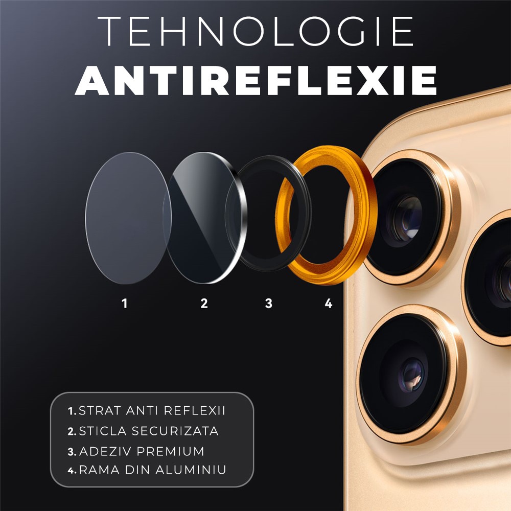 Folie Camera din sticla pentru iPhone 17 Pro Max, Full Cover, Protectie Profesionala, Daden, Ultra Rezistenta, Calitate Premium, Portocaliu