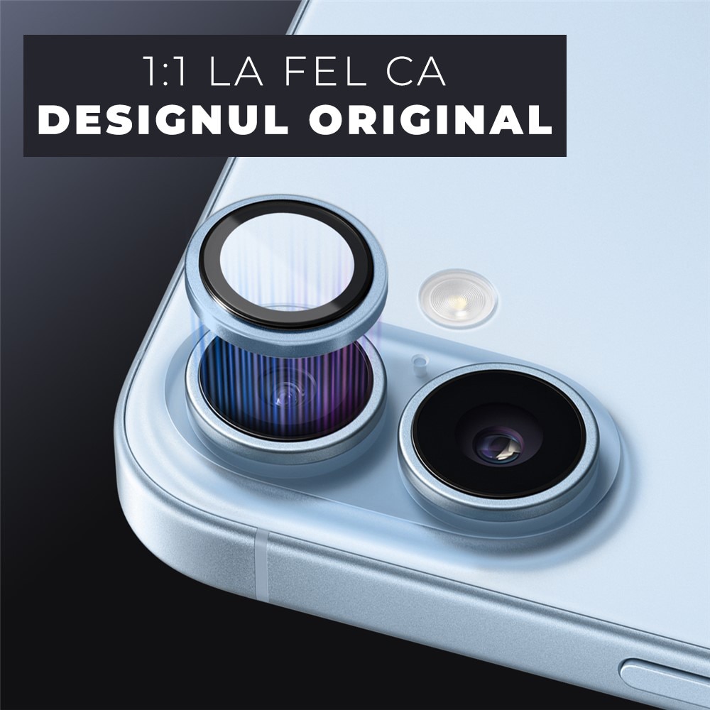 Folie Camera din sticla pentru iPhone 17, Full Cover, Protectie Profesionala, Daden, Ultra Rezistenta, Calitate Premium, Albastru