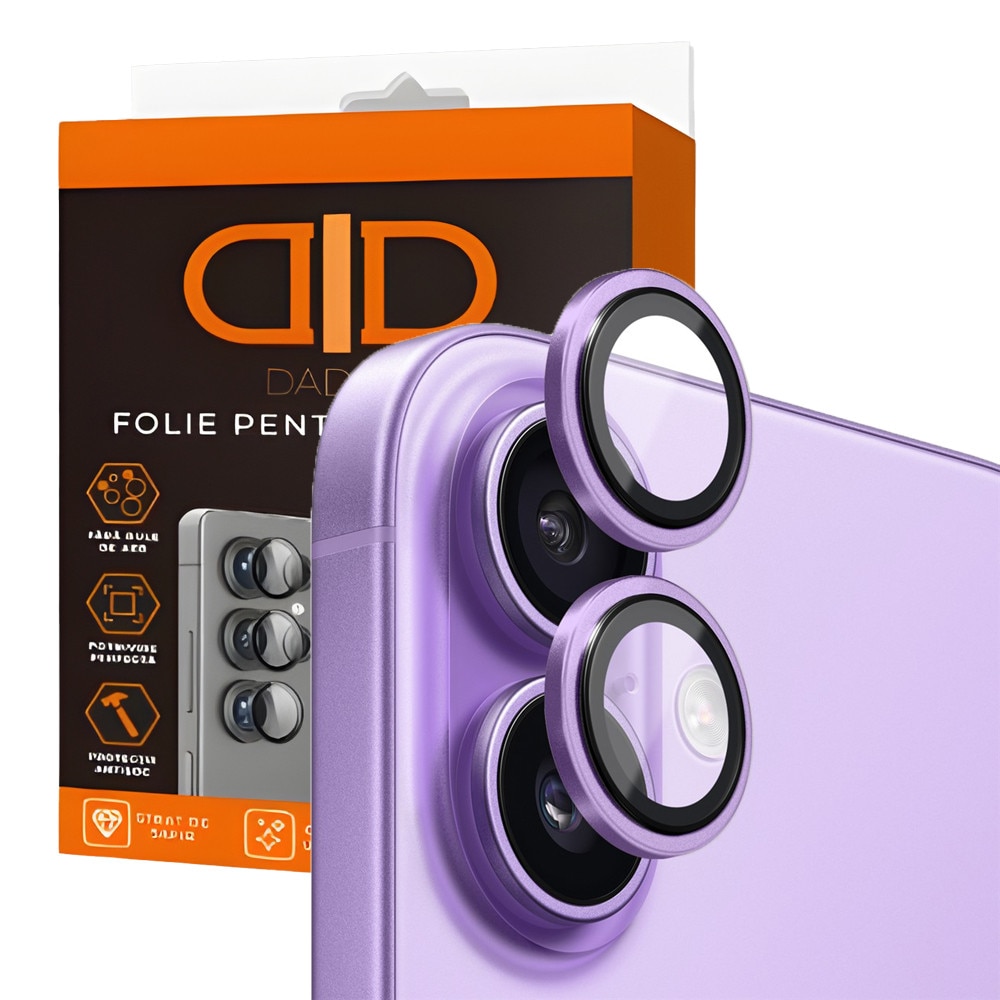 Folie Camera din sticla pentru iPhone 17, Full Cover, Protectie Profesionala, Daden, Ultra Rezistenta, Calitate Premium, Mov