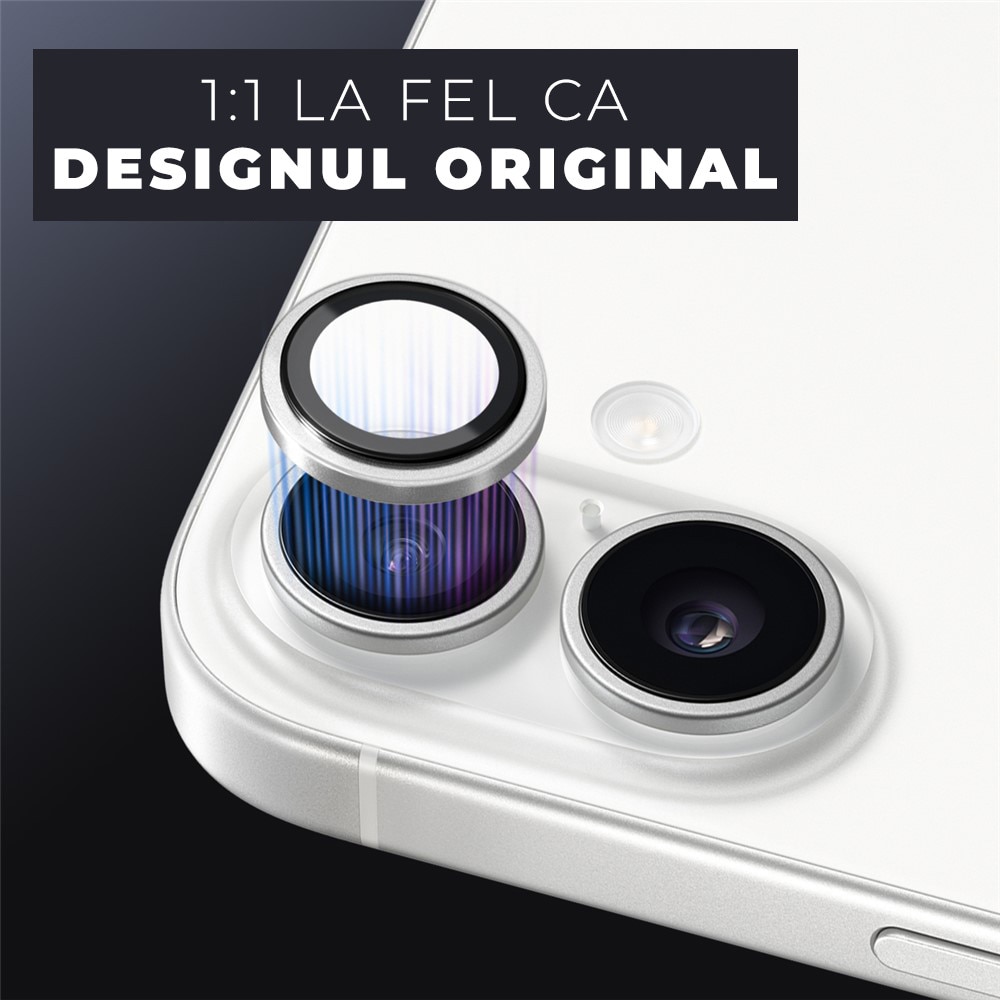 Folie Camera din sticla pentru iPhone 17, Full Cover, Protectie Profesionala, Daden, Ultra Rezistenta, Calitate Premium, Argintiu/Silver
