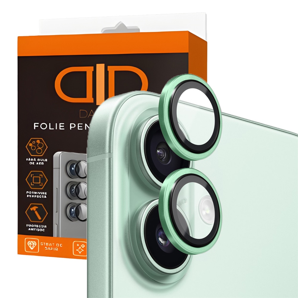 Folie Camera din sticla pentru iPhone 17, Full Cover, Protectie Profesionala, Daden, Ultra Rezistenta, Calitate Premium, Verde