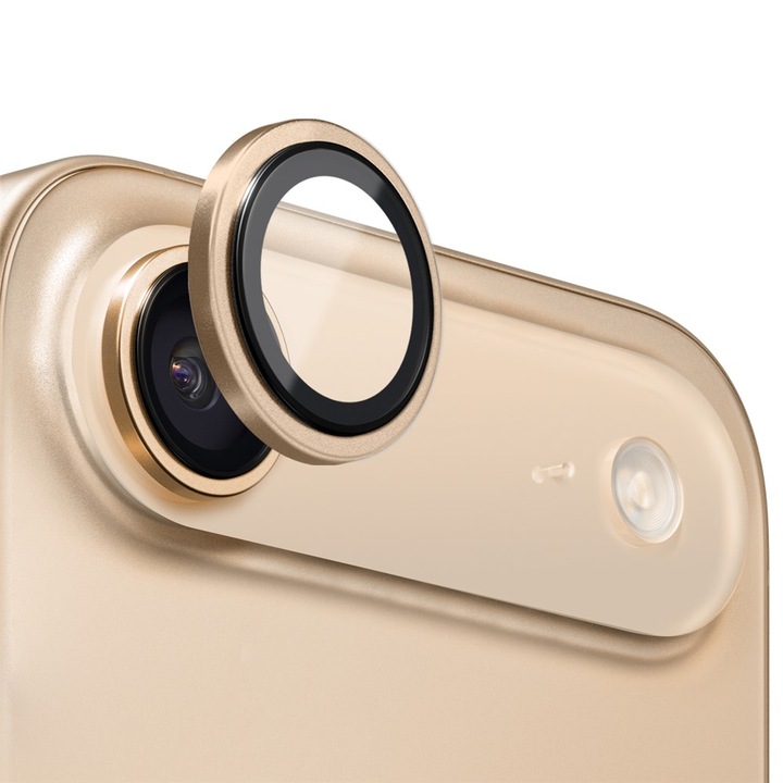 Folie Camera din sticla pentru iPhone 17 Air, Full Cover, Protectie Profesionala, Daden, Ultra Rezistenta, Calitate Premium, Gold/Auriu