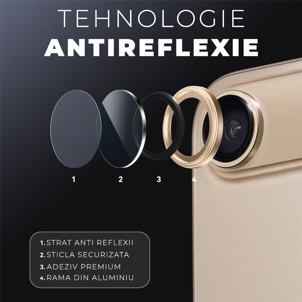 Folie Camera din sticla pentru iPhone 17 Air, Full Cover, Protectie Profesionala, Daden, Ultra Rezistenta, Calitate Premium, Gold/Auriu