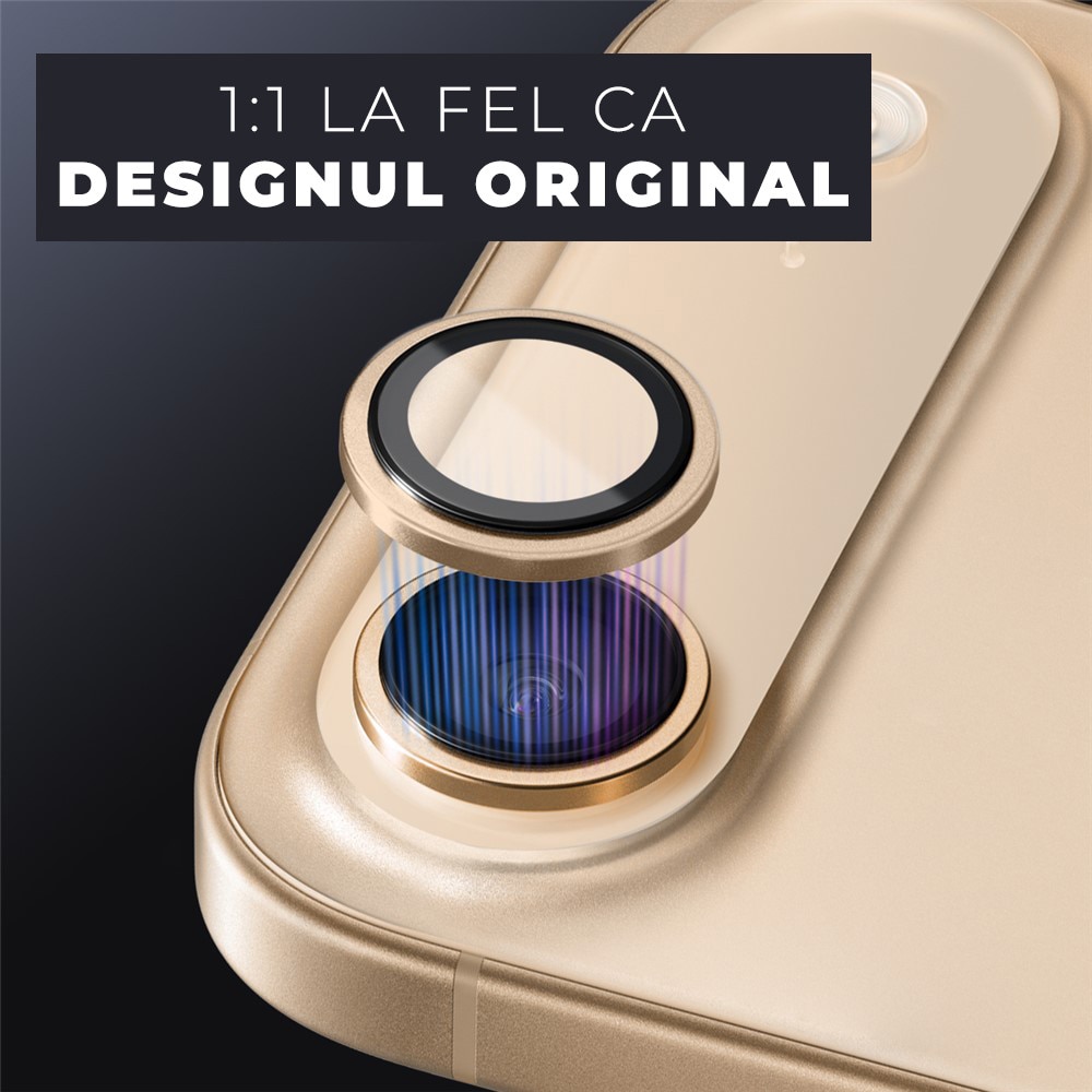 Folie Camera din sticla pentru iPhone 17 Air, Full Cover, Protectie Profesionala, Daden, Ultra Rezistenta, Calitate Premium, Gold/Auriu