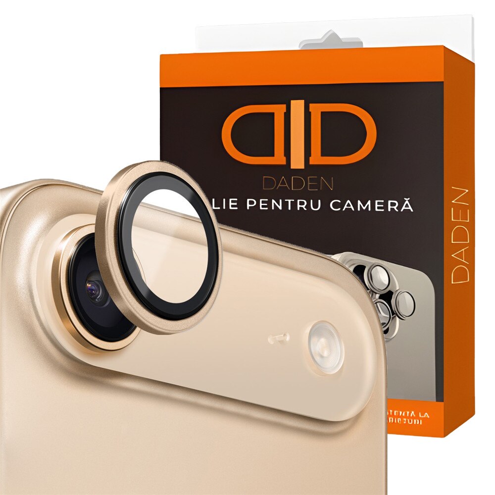 Folie Camera din sticla pentru iPhone 17 Air, Full Cover, Protectie Profesionala, Daden, Ultra Rezistenta, Calitate Premium, Gold/Auriu