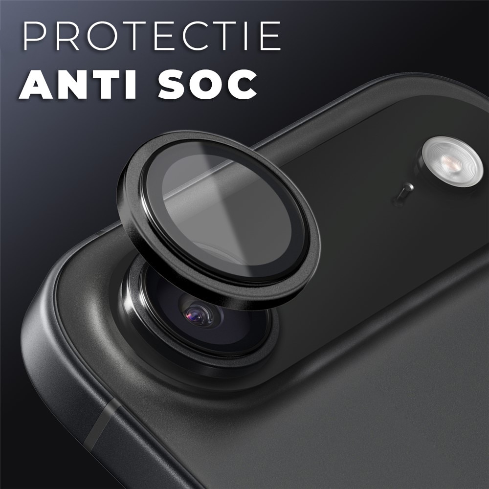 Folie Camera din sticla pentru iPhone 17 Air, Full Cover, Protectie Profesionala, Daden, Ultra Rezistenta, Calitate Premium, Black Titanium