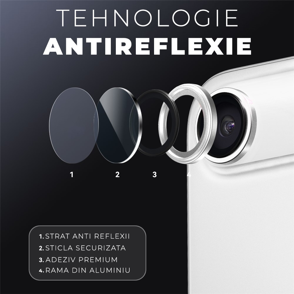Folie Camera din sticla pentru iPhone 17 Air, Full Cover, Protectie Profesionala, Daden, Ultra Rezistenta, Calitate Premium, Argintiu/Silver