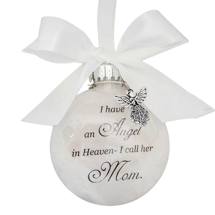 Ornament memorial inger in cer, decoratiune Craciun, alb, 8x8cm
