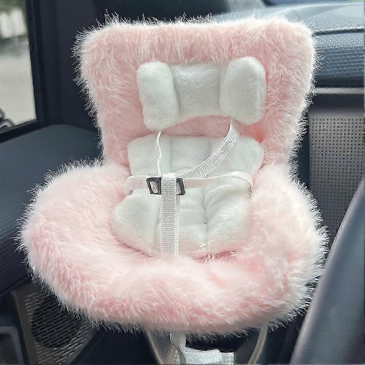 Autósülés Labubu babáknak, 17cm, rózsaszín, masszív felépítés, realisztikus design