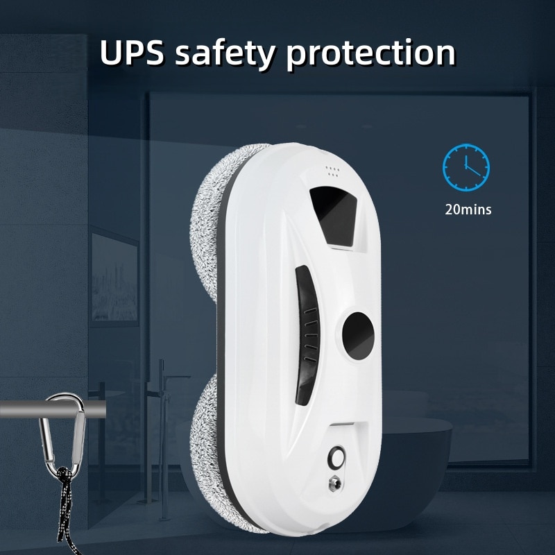 Robot de curatare a geamurilor, 90W, rezervor de apa de 45ml, aspiratie 5600Pa, pulverizare automata a apei, planificare inteligenta a traseului, protectie UPS, curatare eficienta, telecomanda, alb
