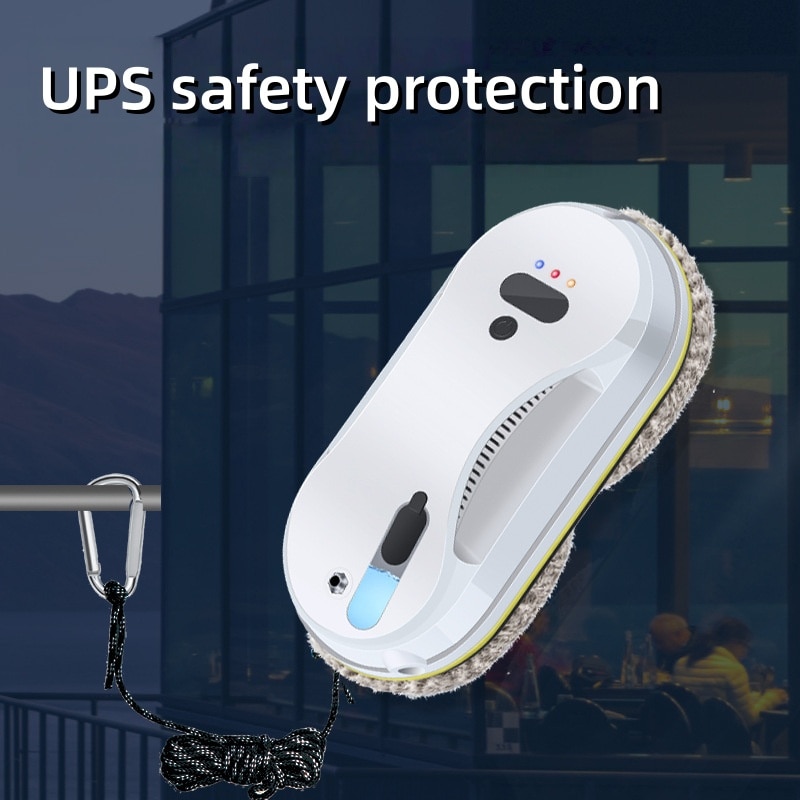 Robot de curatare a geamurilor, 90W, rezervor de apa de 40ml, aspiratie 5600Pa, pulverizare automata a apei, planificare inteligenta a traseului, protectie UPS, curatare eficienta, telecomanda, alb