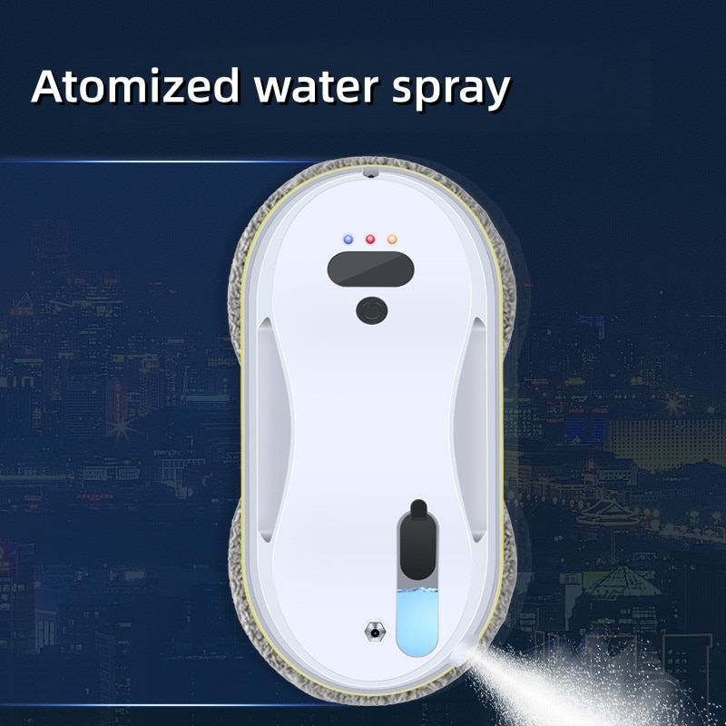 Robot de curatare a geamurilor, 90W, rezervor de apa de 40ml, aspiratie 5600Pa, pulverizare automata a apei, planificare inteligenta a traseului, protectie UPS, curatare eficienta, telecomanda, alb