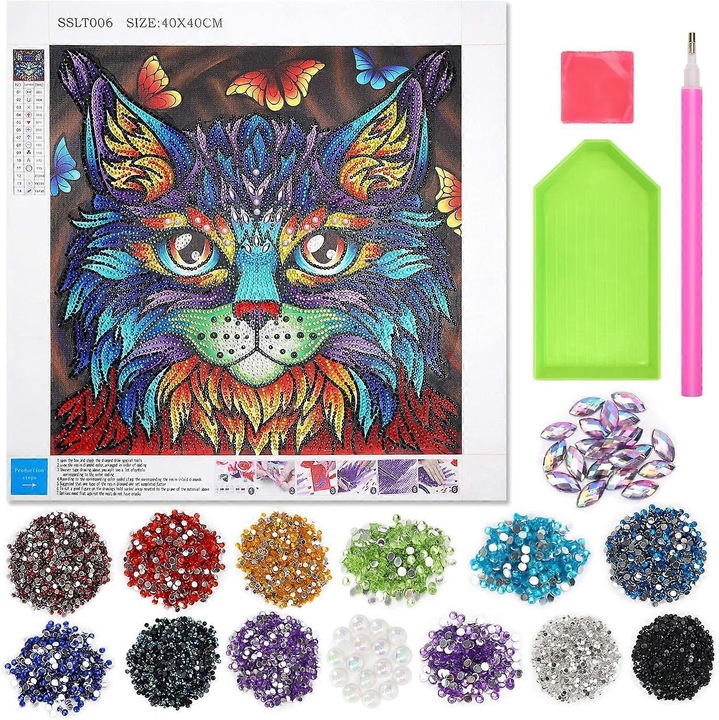 Set de pictura cu diamante 5D pentru copii 9-12 ani, artizanat, materiale de calitate,