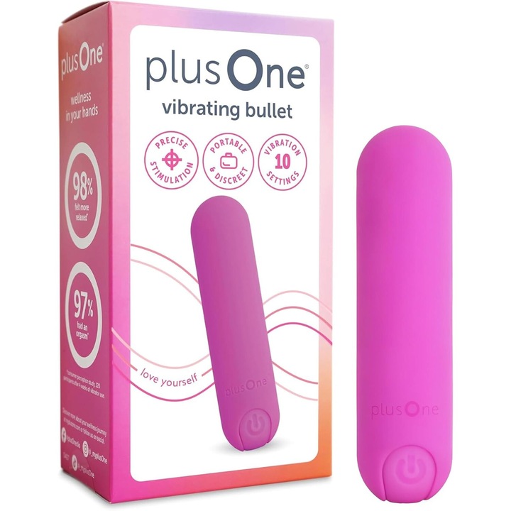 Вибратор Mini plusOne®, до 1 час работа, 10 режима на вибрация, USB презареждаем, Компактен и Ергономичен, Безшумен, Водоустойчив, Лесен за почистване, Идеален за Нея, Тъмнорозов