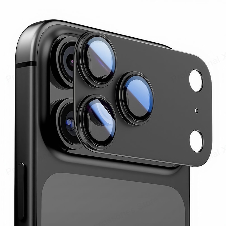 Protectie camera foto Tech-Protect Camfull Fit Plus compatibila cu iPhone 17 Pro, Negru